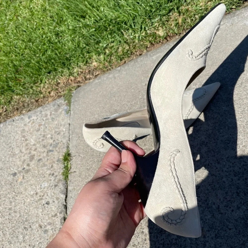 Rare⭐️ EUC Sergio Rossi Leather Suede Pointed Toe Pumps Size 10 - Picture 6 of 15